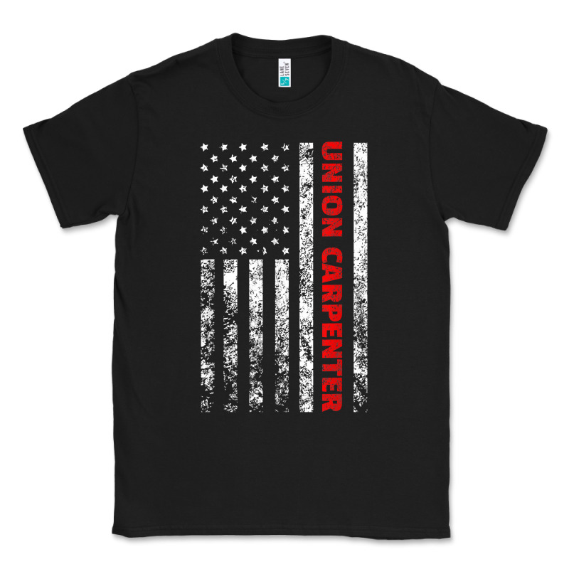 Union Carpenter With A Vintage American Flag For Fans Classic Tee by ArtMosaic | Teevron