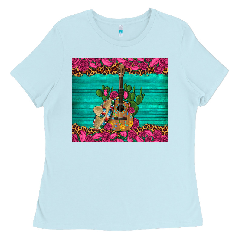 Mexican Guitar Roses Cactus Sombrero Ladies Tee by Artiststas | Teevron