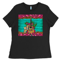 Black mexican guitar roses cactus sombrero Ladies Tee - Artiststas