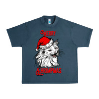 Midnight Navy Merry Christmas Cat Urban Heavy Tee - SublimationCraftShop