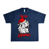 Navy Merry Christmas Cat Urban Heavy Tee - SublimationCraftShop