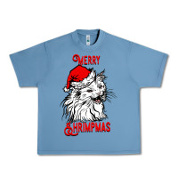 Pebble Blue Merry Christmas Cat Urban Heavy Tee - SublimationCraftShop
