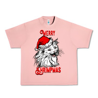 Salmon Merry Christmas Cat Urban Heavy Tee - SublimationCraftShop