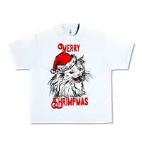 White Merry Christmas Cat Urban Heavy Tee - SublimationCraftShop