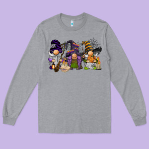 Halloween Gnomies Long Sleeve Tee Designed By Barkaloodesign