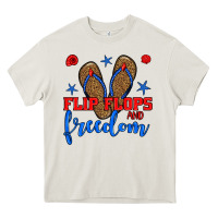 Cream flip flops and freedom Heavy Core Tee - BundleAndBundleShop