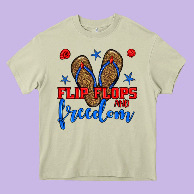 Flip Flops And Freedom Heavy Core Tee Designed By Bundleandbundleshop