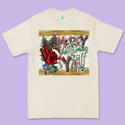 Merry Christmas Y'all Premium Tee Designed By Cowhidedigitalart
