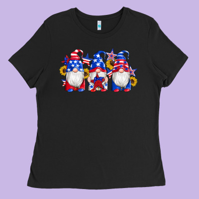 American Flag Gnomes Sunflowers Star Ladies Tee Designed By Artiststas