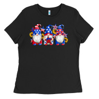Black american flag gnomes sunflowers star Ladies Tee - Artiststas
