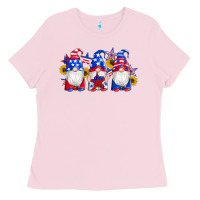 Bubblegum Pink american flag gnomes sunflowers star Ladies Tee - Artiststas
