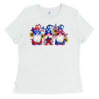 White american flag gnomes sunflowers star Ladies Tee - Artiststas