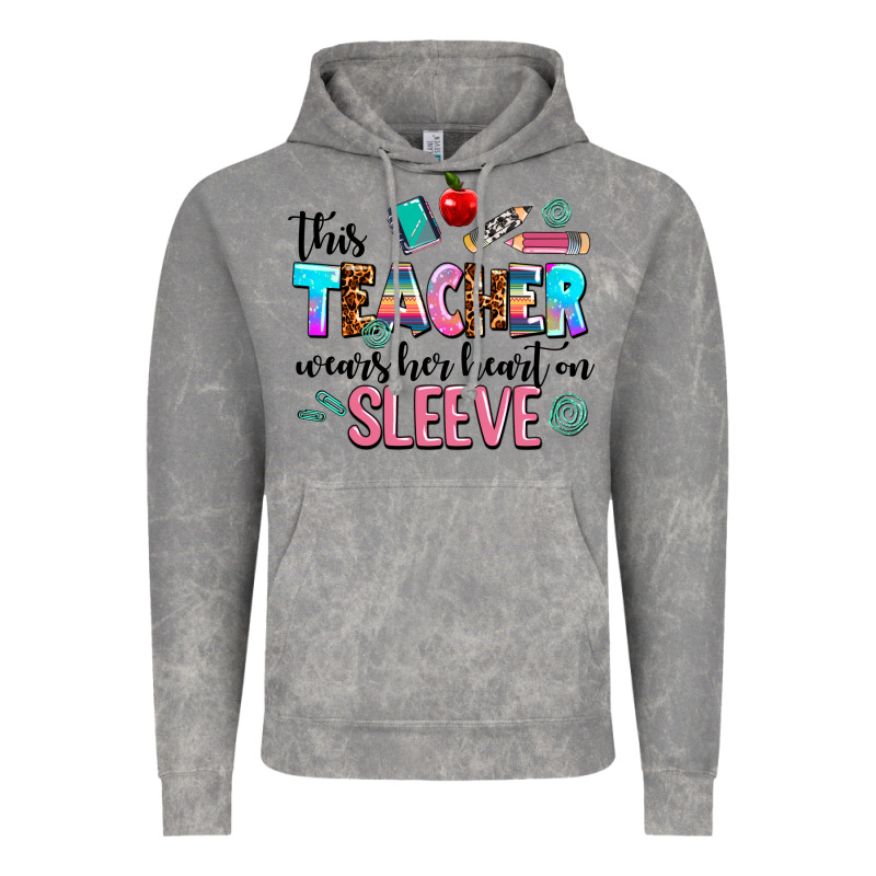 This Teacher Wears Her Heart On Sleeve Vintage Hoodie by AdoDesignShop | Teevron
