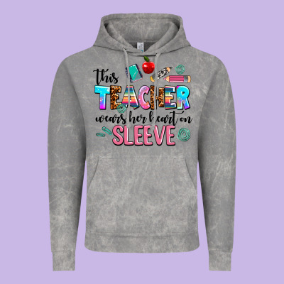 This Teacher Wears Her Heart On Sleeve Vintage Hoodie Designed By Adodesignshop
