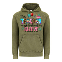 Vintage Olive this teacher wears her heart on sleeve Vintage Hoodie - AdoDesignShop