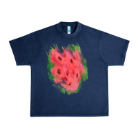 Watermelon Glitter Watercolor Brushstrokes Patch Urban Heavy Tee | Teevron