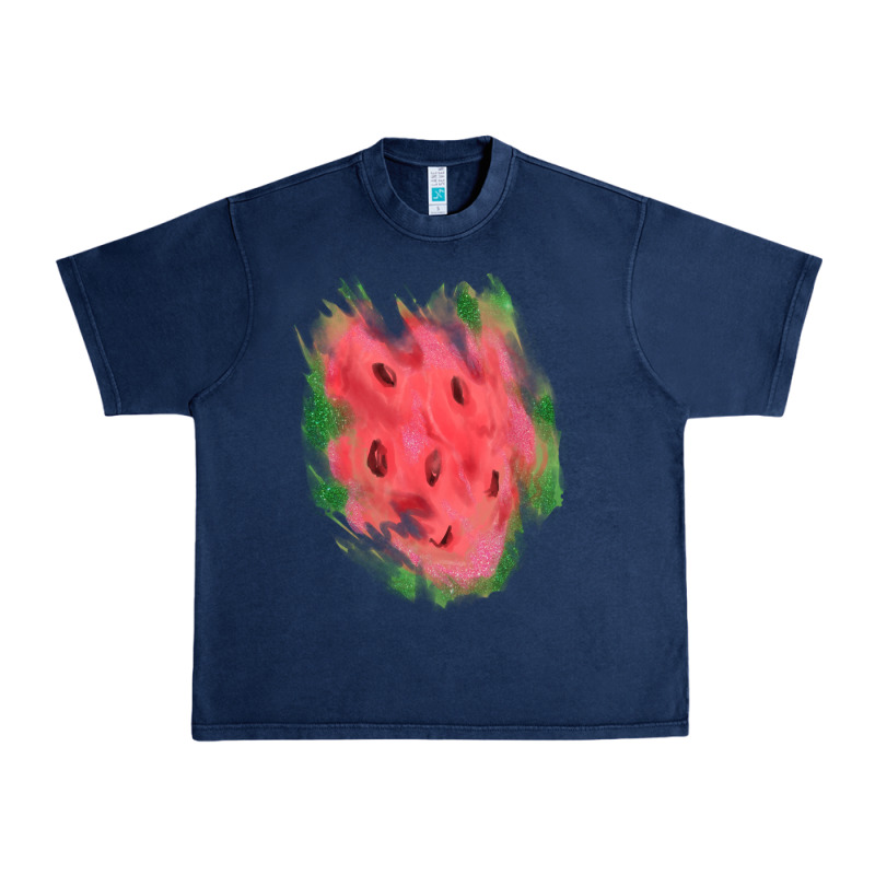 Watermelon Glitter Watercolor Brushstrokes Patch Urban Heavy Tee by RanaPortraitStore | Teevron