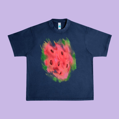 Watermelon Glitter Watercolor Brushstrokes Patch Urban Heavy Tee Designed By Ranaportraitstore