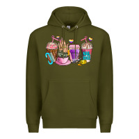 Army Green nail art  coffee cups Premium Hoodie - AdoDesignShop