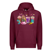 Burgundy nail art  coffee cups Premium Hoodie - AdoDesignShop