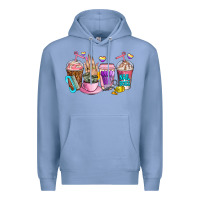 Colony Blue nail art  coffee cups Premium Hoodie - AdoDesignShop