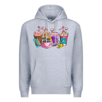 Heather Grey nail art  coffee cups Premium Hoodie - AdoDesignShop
