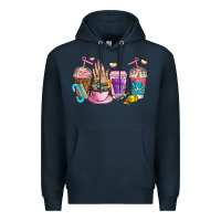 Navy nail art  coffee cups Premium Hoodie - AdoDesignShop