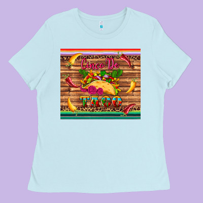 Cinco De Taco Paper Serape Leopard Wooden Ladies Tee Designed By Artiststas