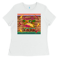 White cinco de taco paper serape leopard wooden Ladies Tee - Artiststas