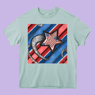 Stripes & Stars Seamless Pattern Heavy Core Tee Designed By Bundleandbundleshop