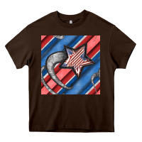 Chocolate Brown stripes & stars seamless pattern Heavy Core Tee - BundleAndBundleShop