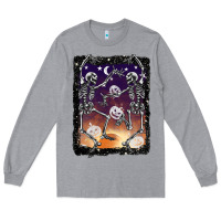Heather Grey halloween dancing skeletons stars Long Sleeve Tee - BarkalooDesign