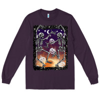 Plum halloween dancing skeletons stars Long Sleeve Tee - BarkalooDesign