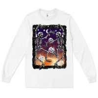 White halloween dancing skeletons stars Long Sleeve Tee - BarkalooDesign