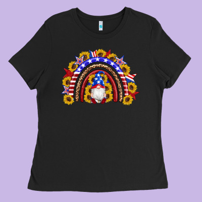 American Flag Gnomes Sunflowers Rainbow Ladies Tee Designed By Artiststas