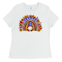 White american flag gnomes sunflowers rainbow Ladies Tee - Artiststas