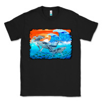Black humpback whale and wave background Classic Tee - BarkalooDesign