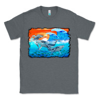 Charcoal Heather humpback whale and wave background Classic Tee - BarkalooDesign