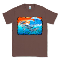 Chestnut humpback whale and wave background Classic Tee - BarkalooDesign