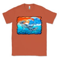 Copper humpback whale and wave background Classic Tee - BarkalooDesign