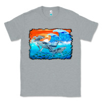 Heather Grey humpback whale and wave background Classic Tee - BarkalooDesign