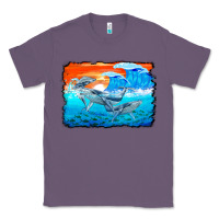 Lavender humpback whale and wave background Classic Tee - BarkalooDesign