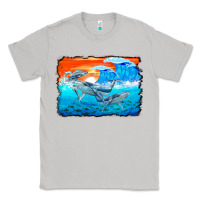 Moon Dust humpback whale and wave background Classic Tee - BarkalooDesign