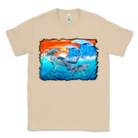Mushroom humpback whale and wave background Classic Tee - BarkalooDesign