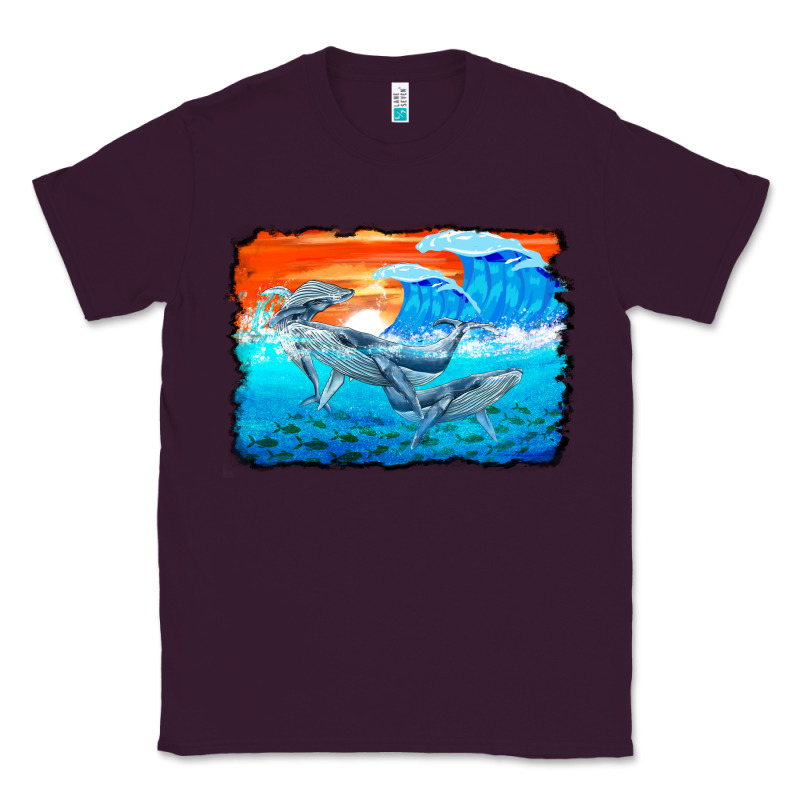 Humpback Whale And Wave Background Classic Tee by BarkalooDesign | Teevron