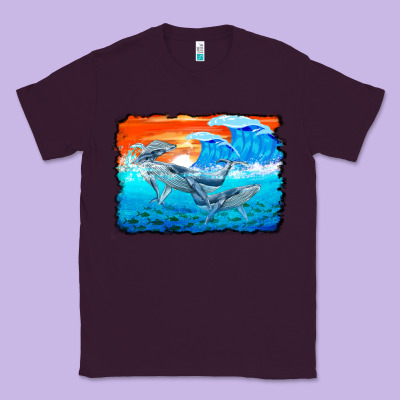 Humpback Whale And Wave Background Classic Tee Designed By Barkaloodesign