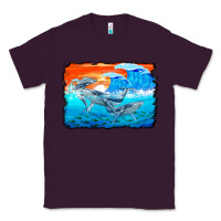 Plum humpback whale and wave background Classic Tee - BarkalooDesign