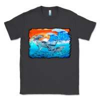 Smoke humpback whale and wave background Classic Tee - BarkalooDesign