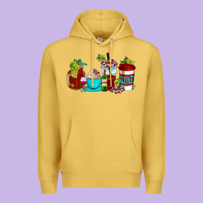 Wine Coffee Cups Premium Hoodie Designed By Adodesignshop