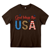 Chocolate Brown god bless the usa Heavy Core Tee - BundleAndBundleShop